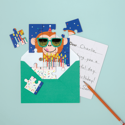 Monkey Cake Greeting Card Puzzle - Twinkle Twinkle Little One