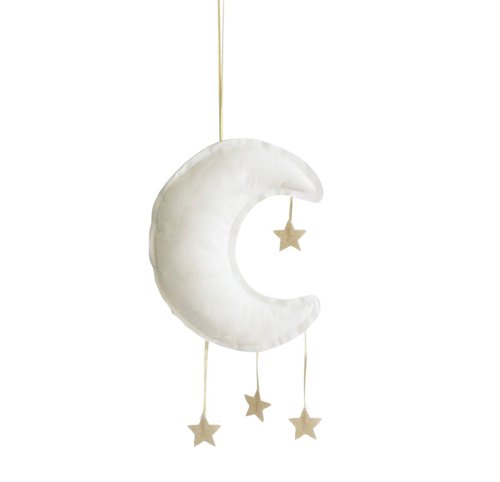 Ivory Linen Moon Mobile - Twinkle Twinkle Little One