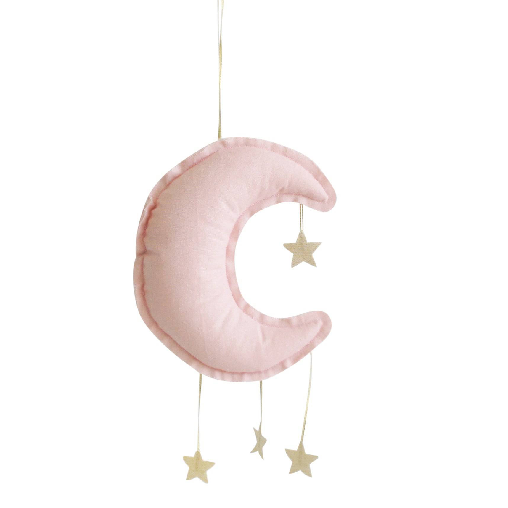 Pink Linen Moon Mobile - Twinkle Twinkle Little One