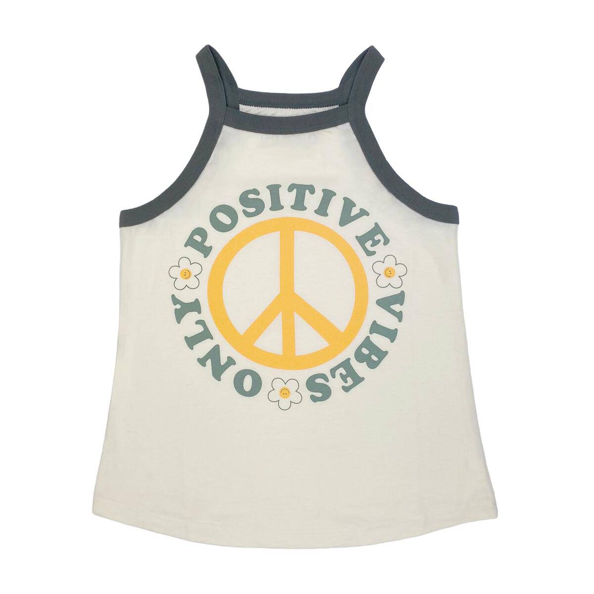 Tiny Whales Positive Vibes Only Natural Faded Black Racer Tank - Twinkle Twinkle Little One