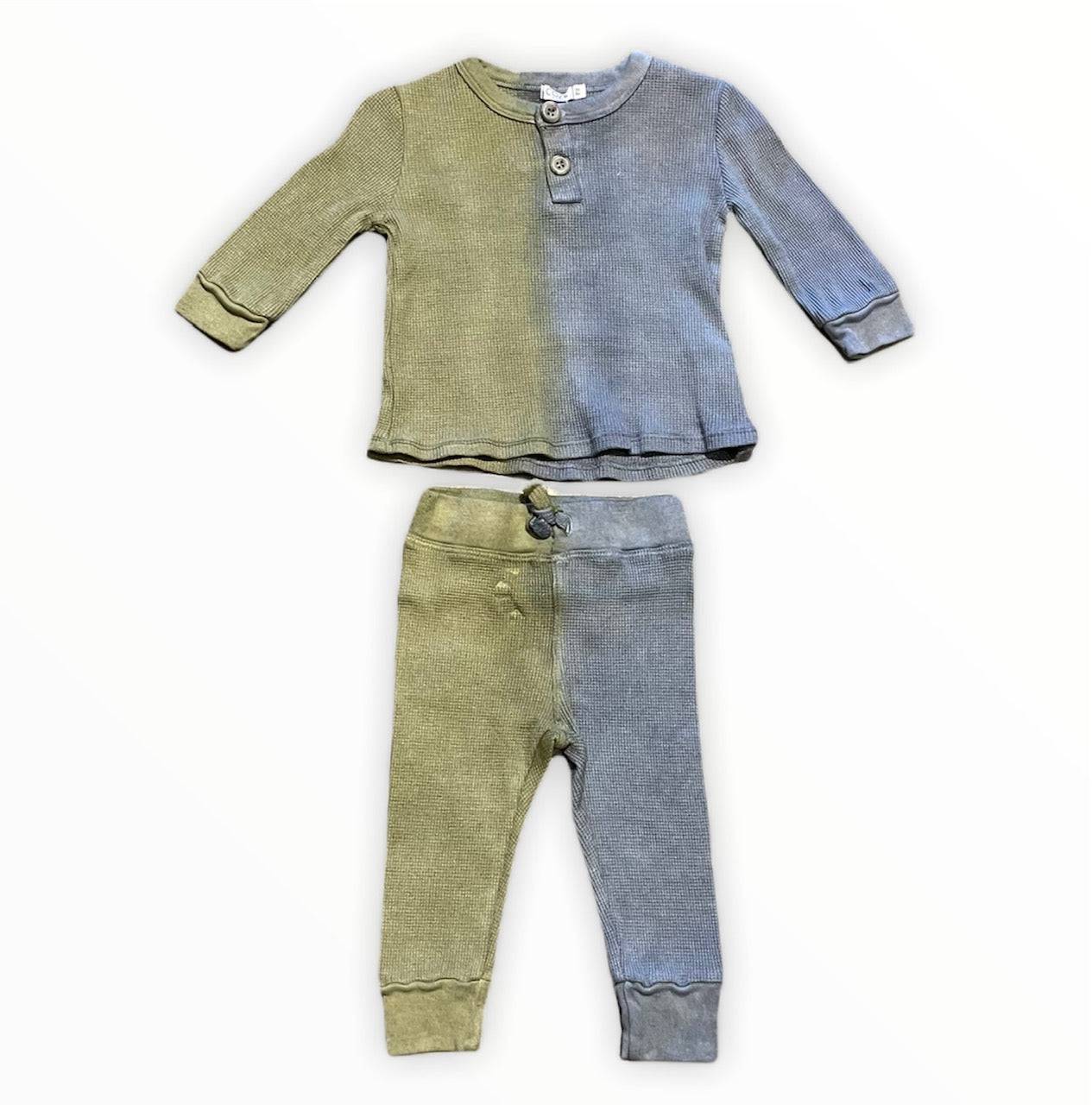 Thermal Henley & Pant Set - Olive & Navy - Twinkle Twinkle Little One