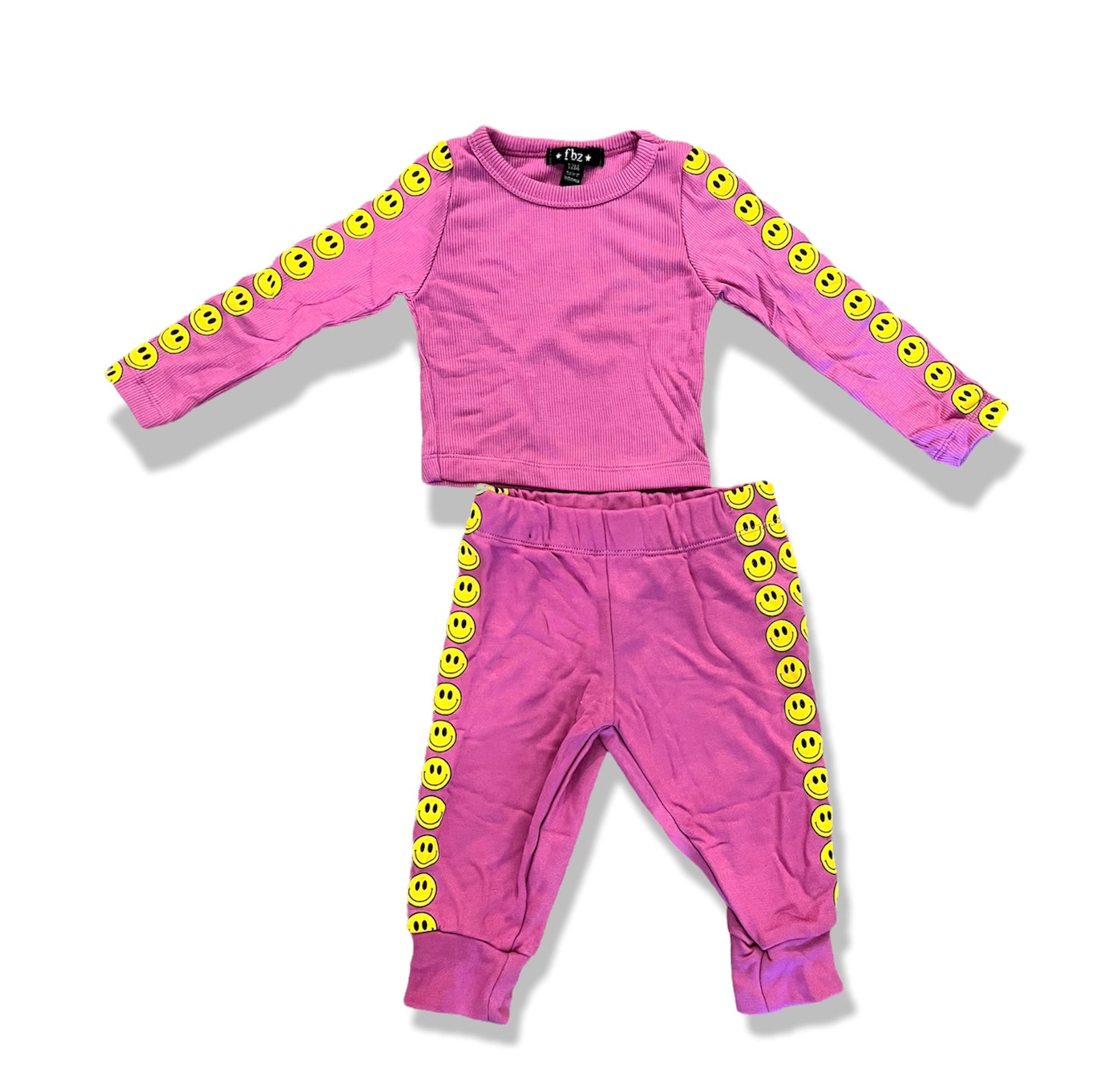 Emoji Long Sleeve Pink Thermal & Sweatpants Set - Twinkle Twinkle Little One