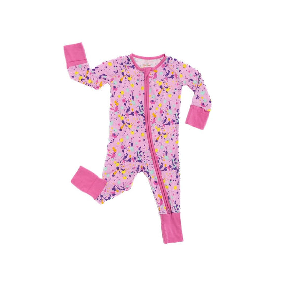 Little Sleepies Pink Paint Party Bamboo Viscose Zippy - Twinkle Twinkle Little One
