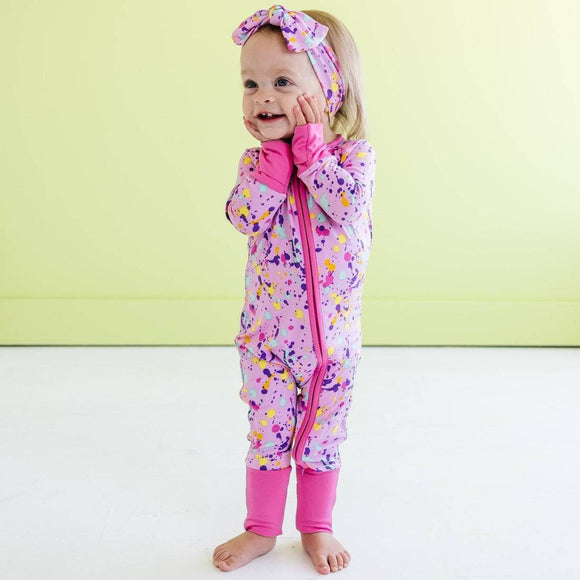 Little Sleepies Pink Paint Party Bamboo Viscose Zippy - Twinkle Twinkle Little One