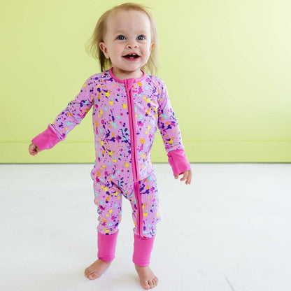 Little Sleepies Pink Paint Party Bamboo Viscose Zippy - Twinkle Twinkle Little One
