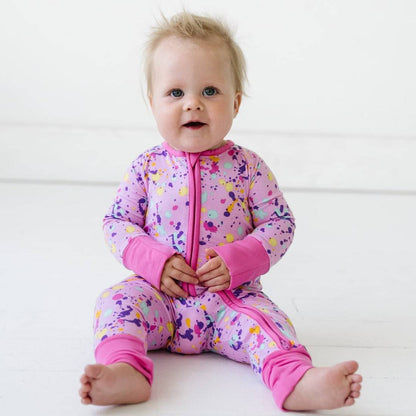 Little Sleepies Pink Paint Party Bamboo Viscose Zippy - Twinkle Twinkle Little One