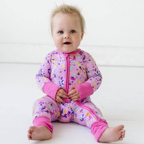 Little Sleepies Pink Paint Party Bamboo Viscose Zippy - Twinkle Twinkle Little One