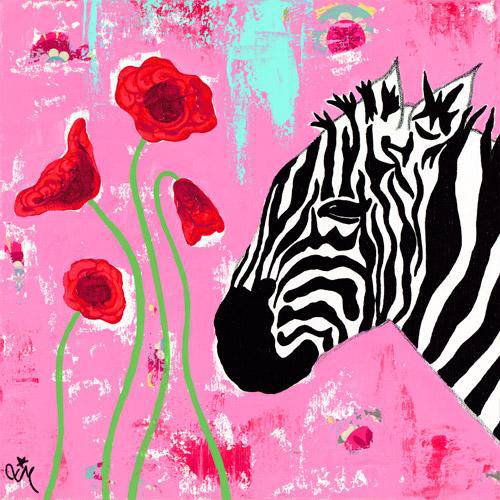 Poppies and Stripes Canvas Art