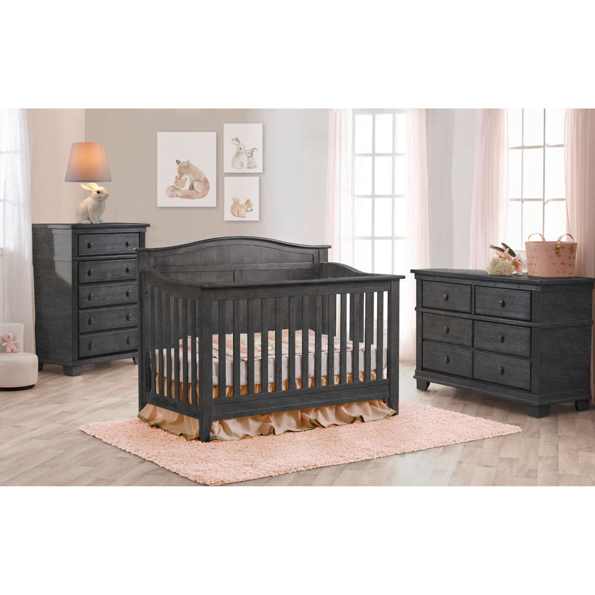 Pali Potenza Arch Top Crib + Double Dresser + 5-Drawer Chest - Twinkle Twinkle Little One