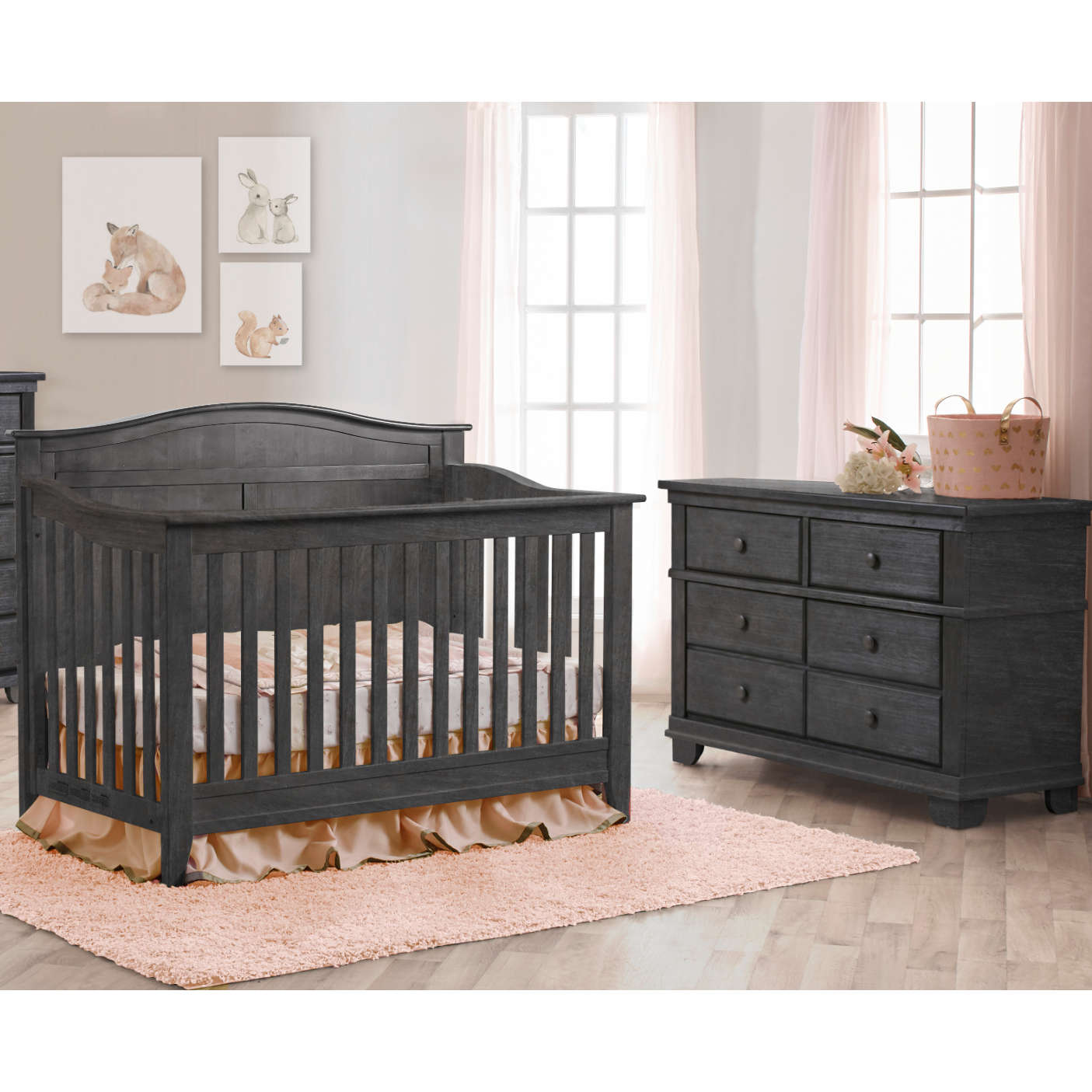 Pali Potenza Arch Top Crib + Double Dresser Set - Twinkle Twinkle Little One