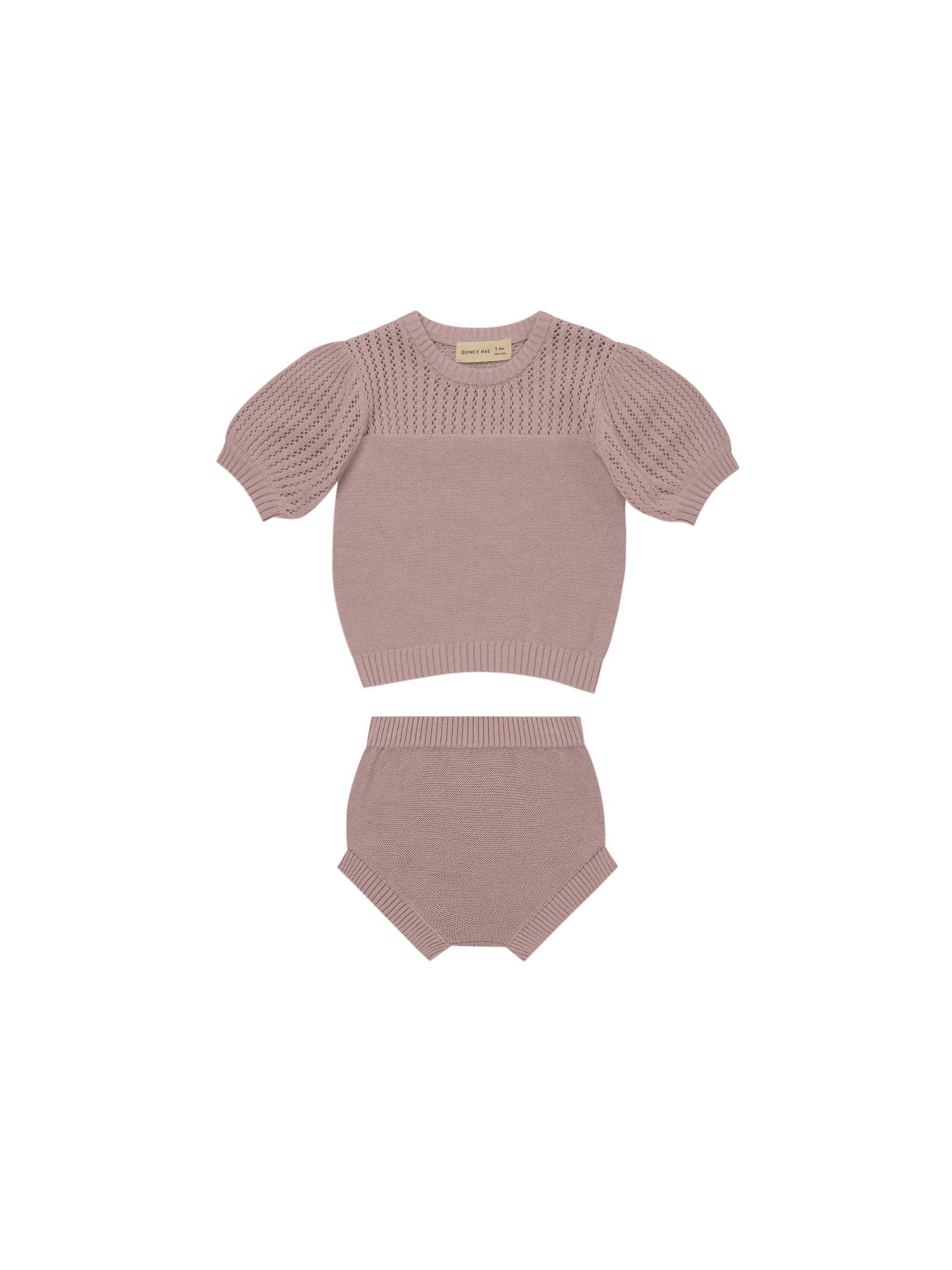 Lilac Pointelle Knit Set - Twinkle Twinkle Little One