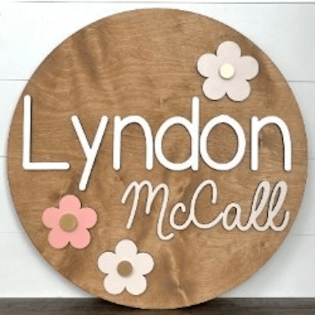 Round Personalized Wood Name Sign | Retro - Twinkle Twinkle Little One