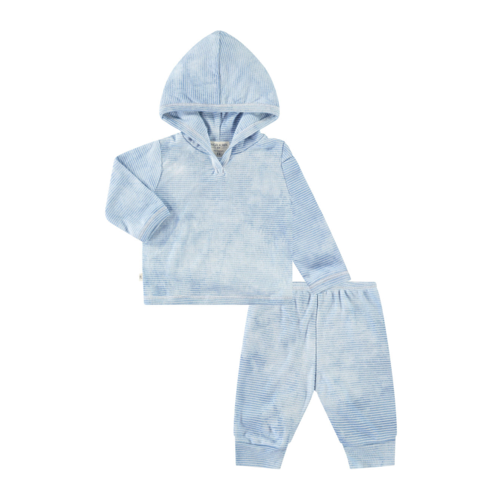 Marble Blue Baby Stripe Rib Hoodie & Legging Set - Twinkle Twinkle Little One