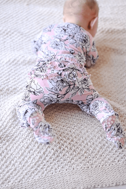 Allie Floral Ruffle Footie - Twinkle Twinkle Little One