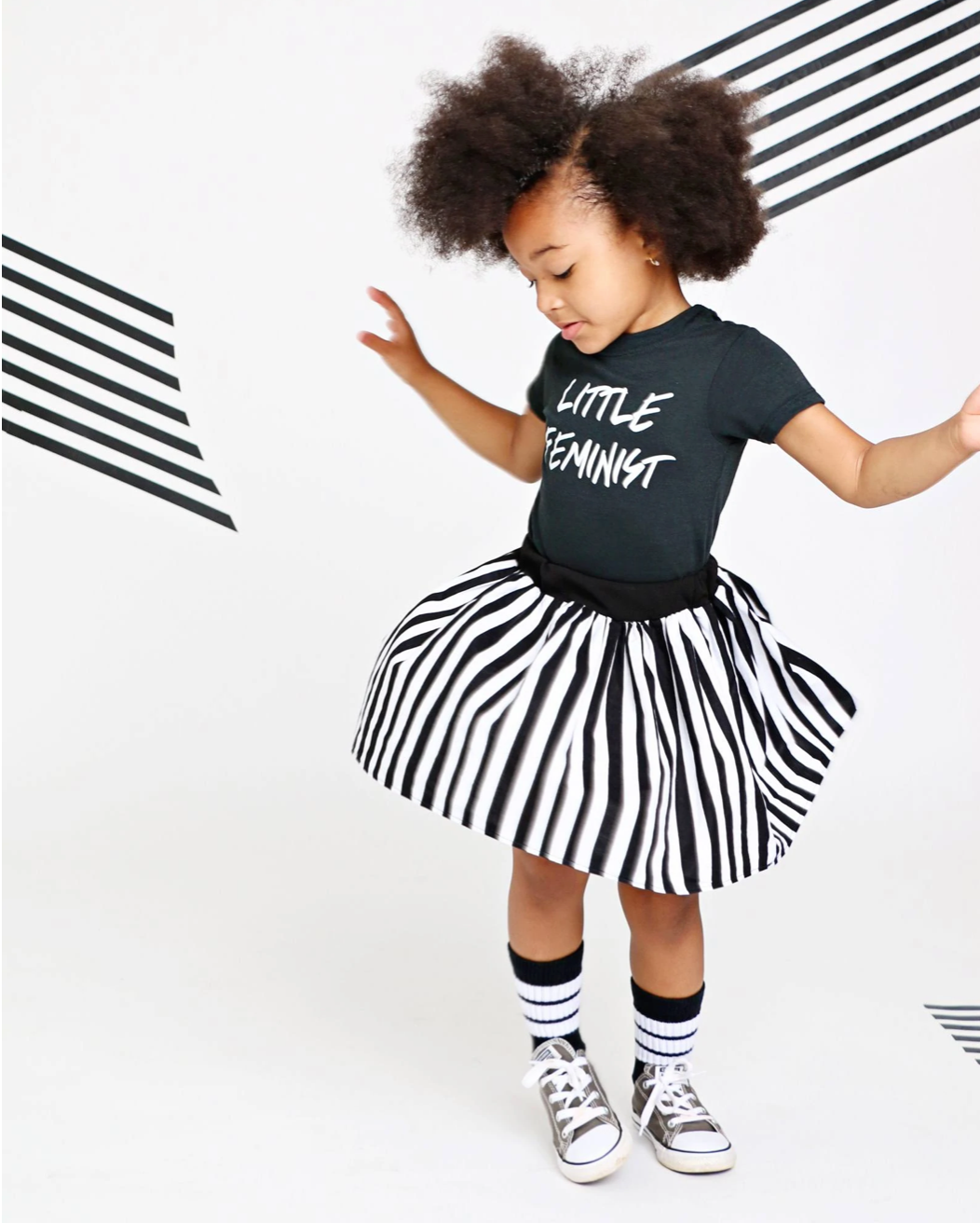 Little Feminist Short Sleeve Black Kids T-Shirt - Twinkle Twinkle Little One
