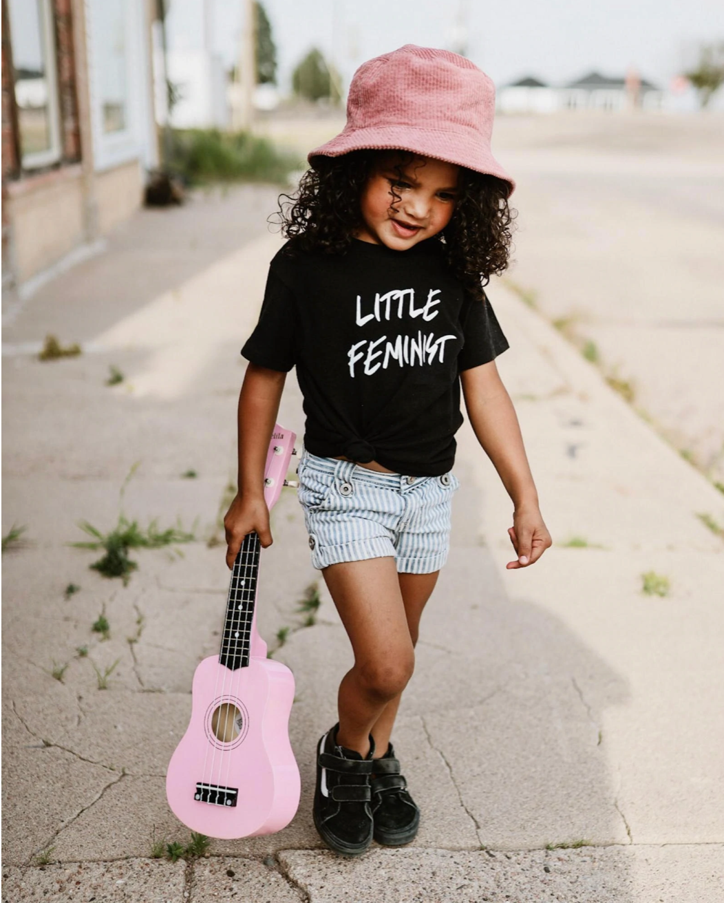 Little Feminist Short Sleeve Black Kids T-Shirt - Twinkle Twinkle Little One