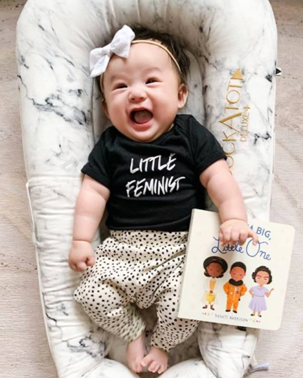 Little Feminist Short Sleeve Black Baby Bodysuit - Twinkle Twinkle Little One