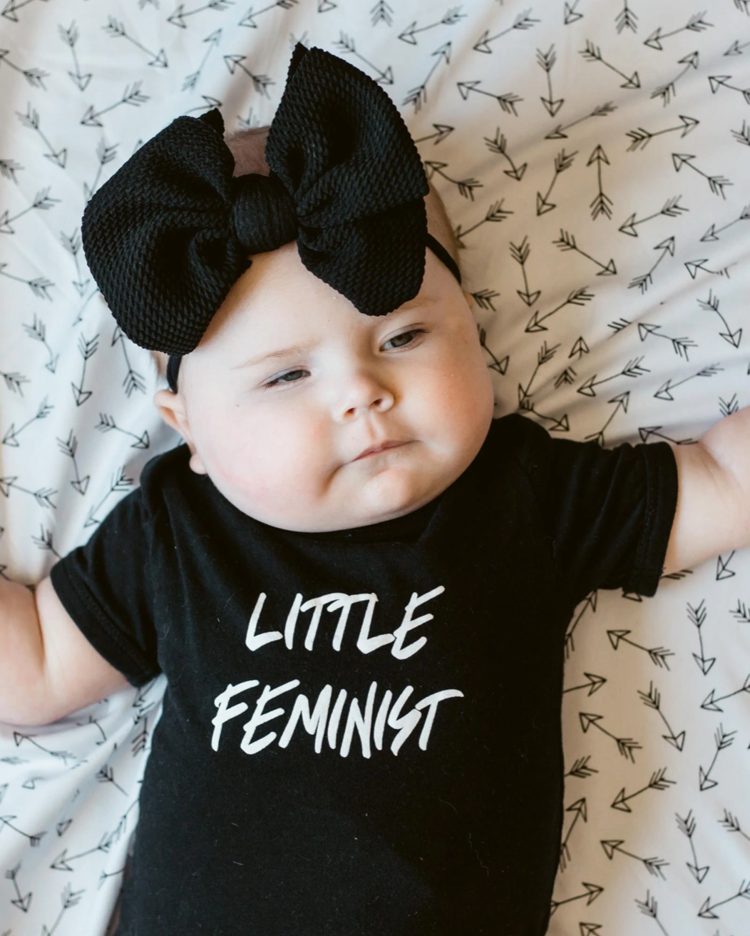 Little Feminist Short Sleeve Black Baby Bodysuit - Twinkle Twinkle Little One