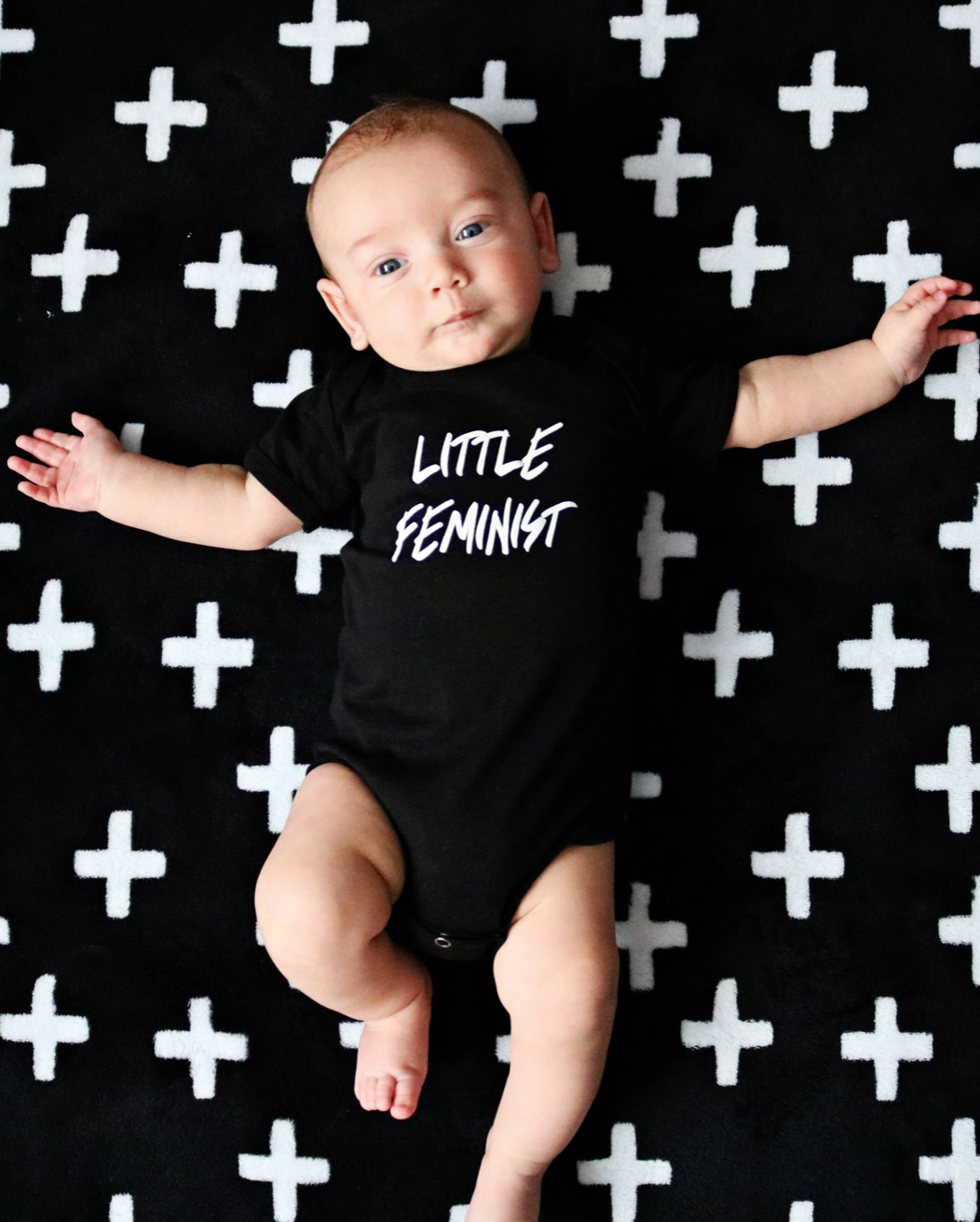 Little Feminist Short Sleeve Black Baby Bodysuit - Twinkle Twinkle Little One