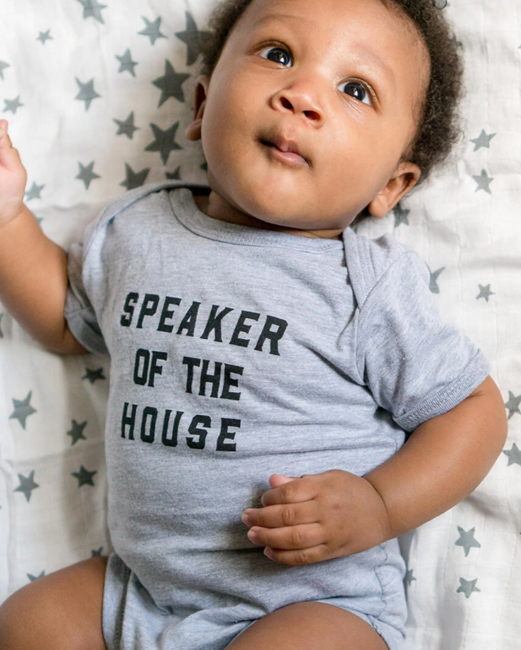 Speaker of the House Short Sleeve Grey Baby Bodysuit - Twinkle Twinkle Little One