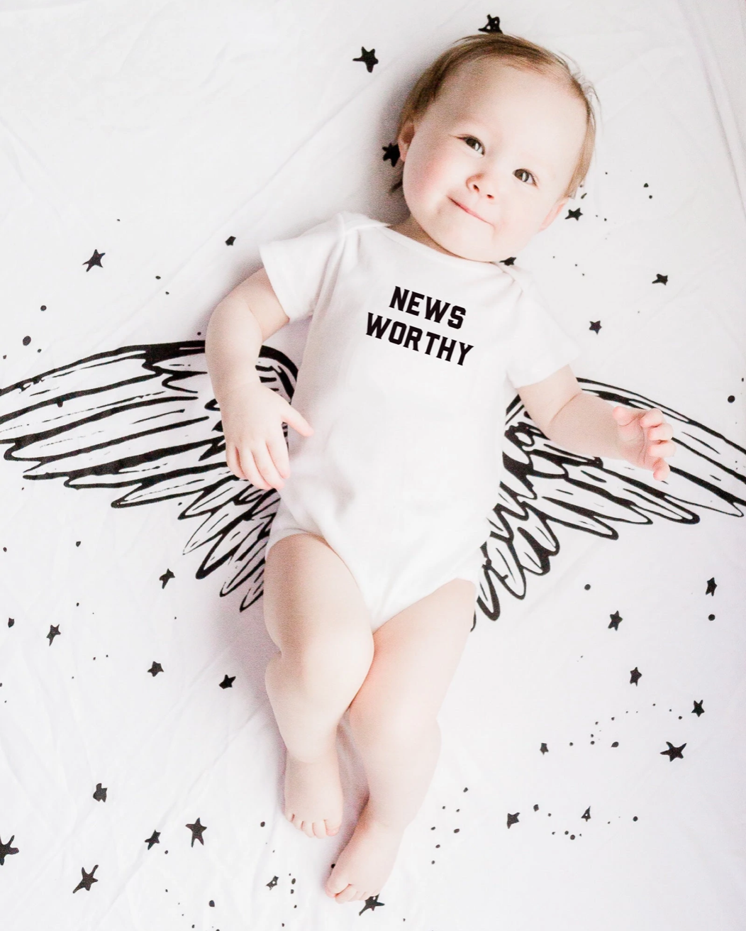 Newsworthy Short Sleeve White Baby Bodysuit - Twinkle Twinkle Little One