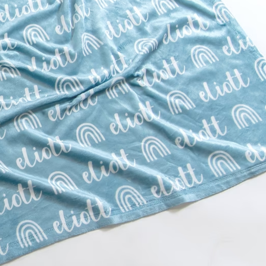Sugar + Maple Plush Minky Fleece Personalized Blanket | Rainbow Icon Repeating Name - Twinkle Twinkle Little One