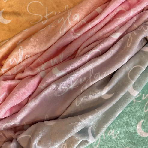 Sugar + Maple Plush Minky Fleece Personalized Blanket | Seashell Ombre - Twinkle Twinkle Little One