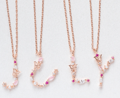 Flutterfly Stone Initial Necklace - Gold - Twinkle Twinkle Little One