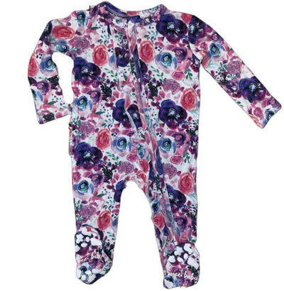 Flower Power Zipper Ruffle Footie - Twinkle Twinkle Little One