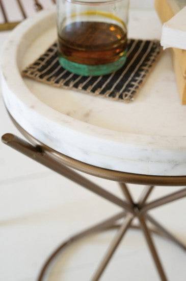 Iron Hour Glass Shape Side Table with Marble Top - Twinkle Twinkle Little One