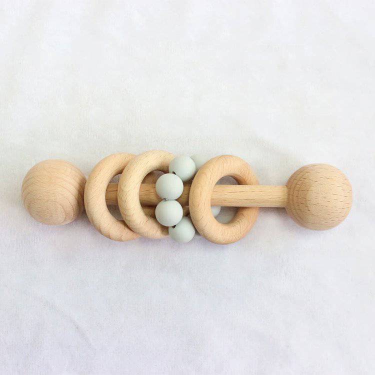 Silicone Wood Toy & Teething Rattle - Twinkle Twinkle Little One