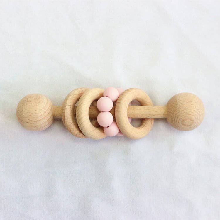 Silicone Wood Toy & Teething Rattle - Twinkle Twinkle Little One