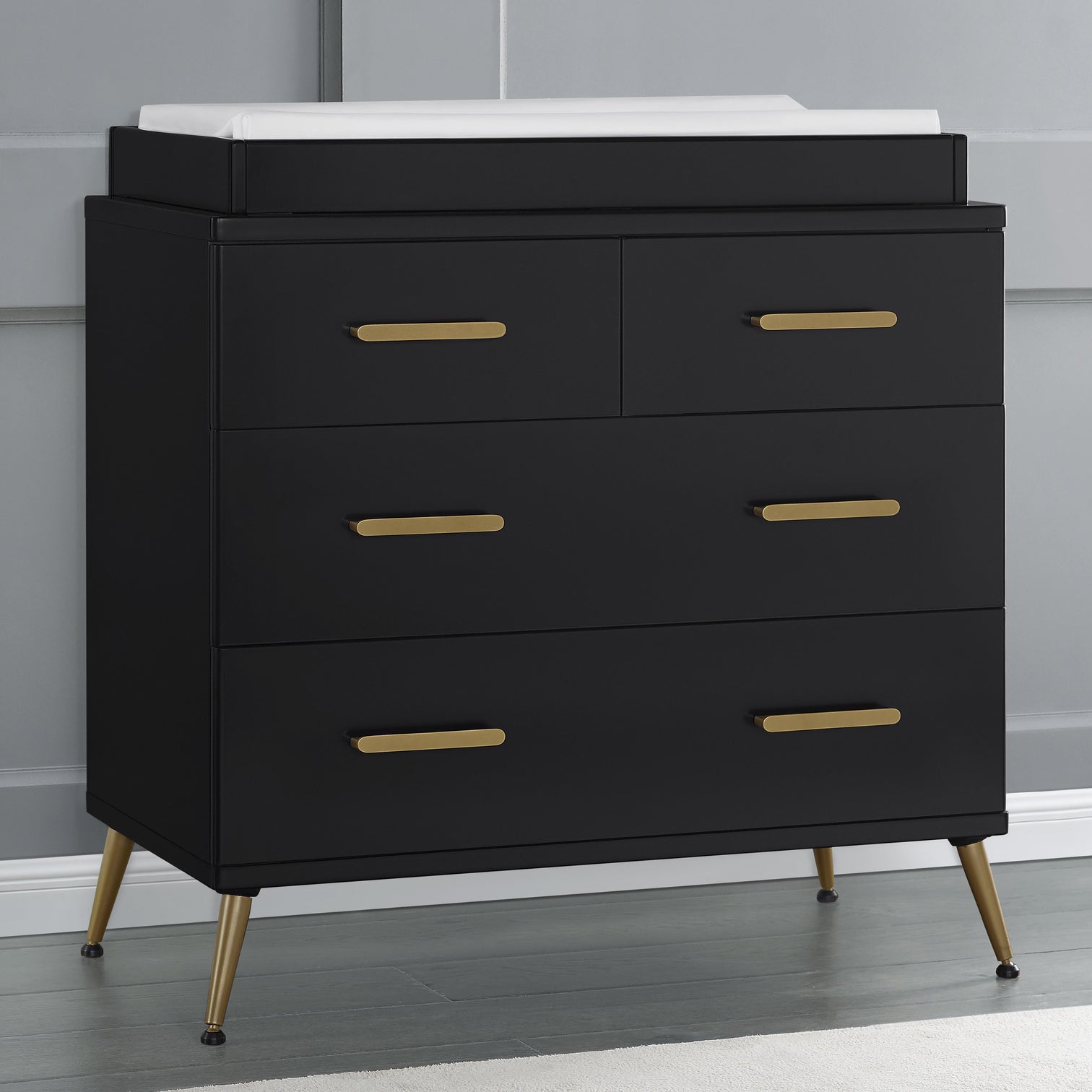 Sloane 4 Drawer Dresser with Changing Top - Black - Twinkle Twinkle Little One