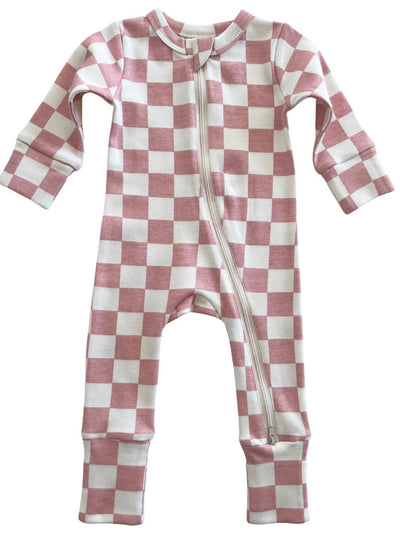 Strawberry Shortcake Checkerboard Organic 2-Way Zip Romper - Twinkle Twinkle Little One