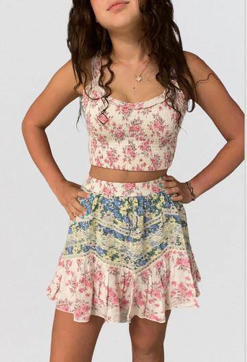 Shari Top - Pink & Blue Floral - Twinkle Twinkle Little One