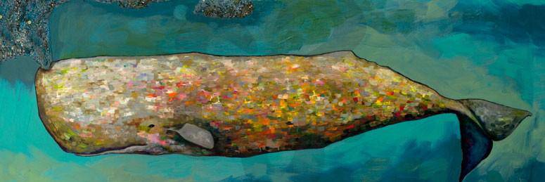 Whale in Seafoam Canvas Reproduction