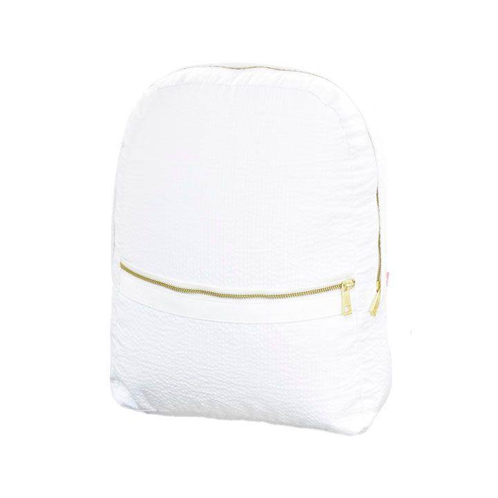 White Seersucker Medium Backpack - Twinkle Twinkle Little One