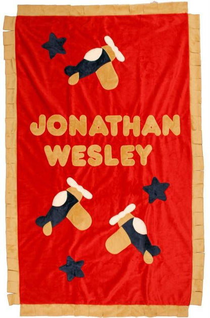 Airplanes Boogie Baby Crib Blanket with Trim