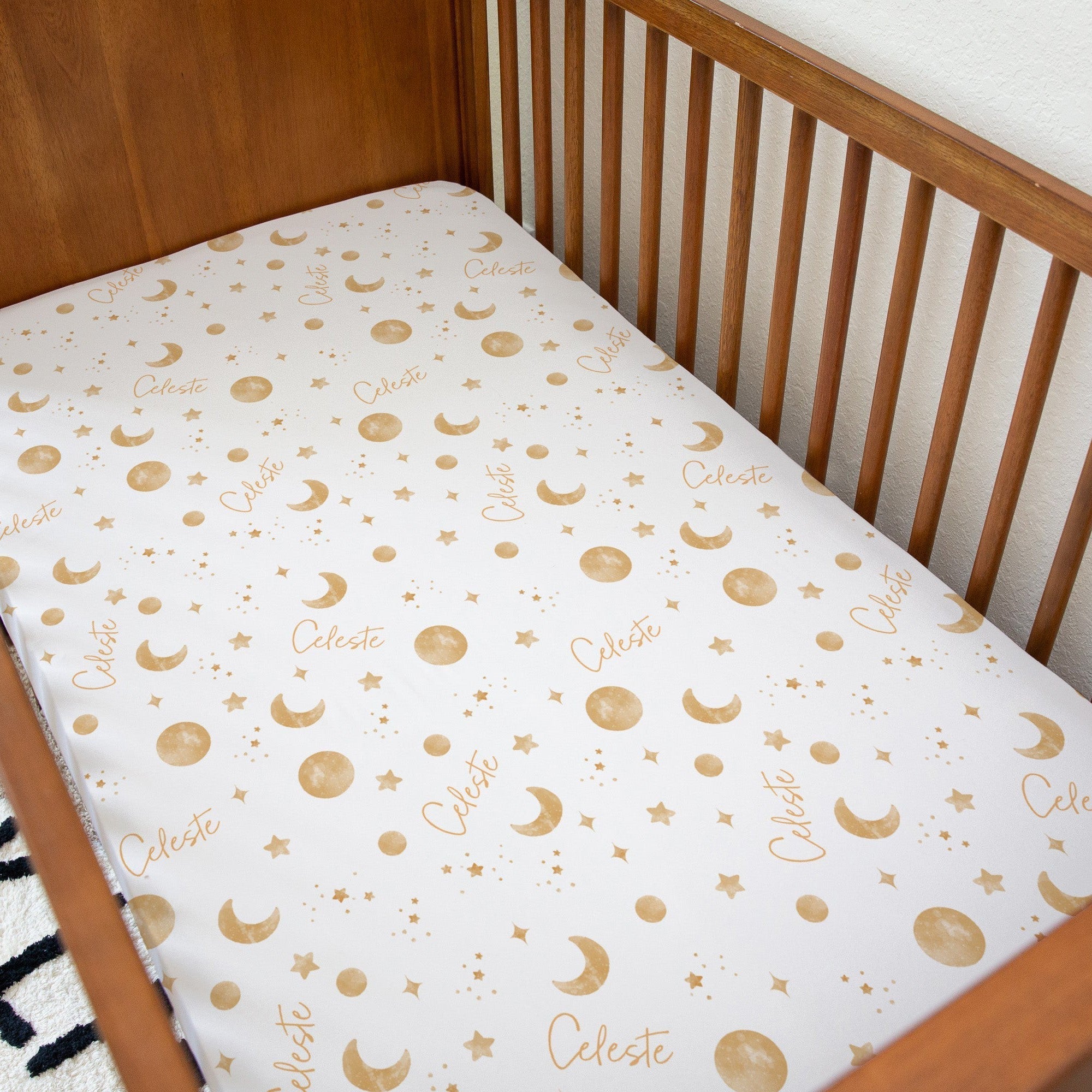 Sugar + Maple Personalized Crib Sheet | Among the Stars - Twinkle Twinkle Little One