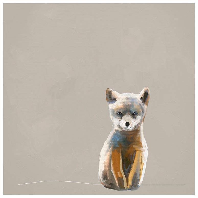 Baby Fox - Neutral Canvas Wall Art - Twinkle Twinkle Little One