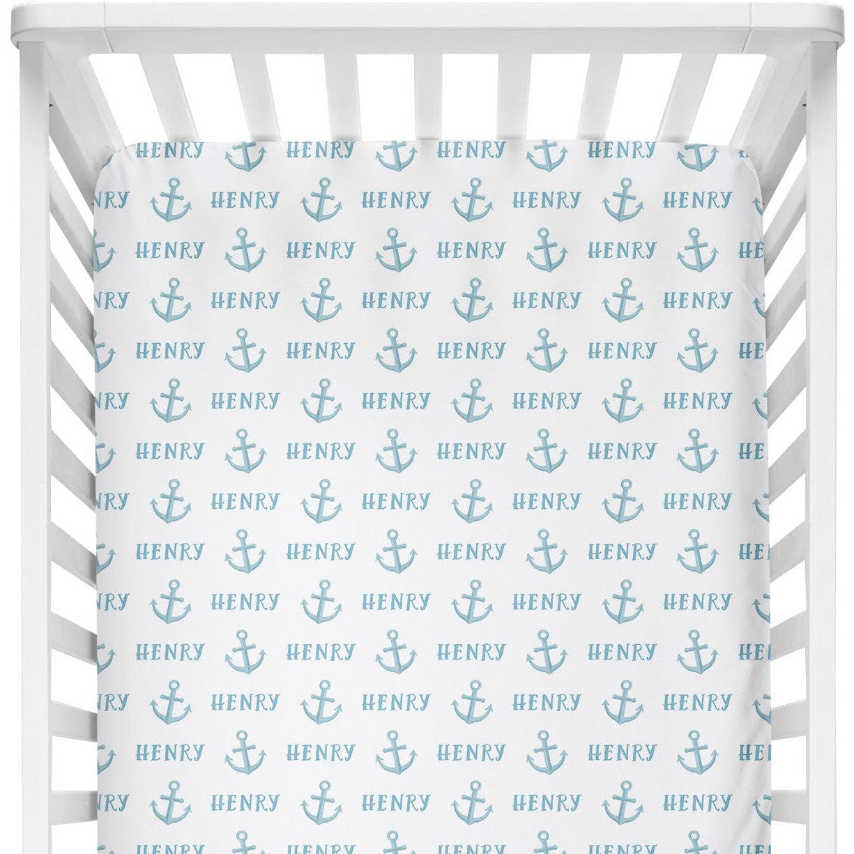 Sugar + Maple Personalized Crib Sheet | Anchor - Twinkle Twinkle Little One