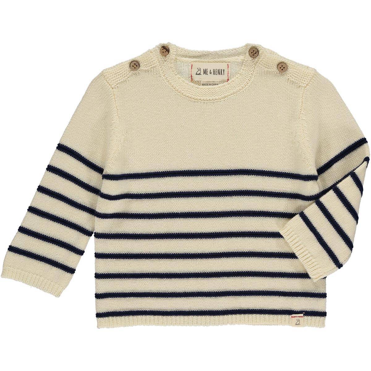 Cream & Navy Breton Baby Sweater - Twinkle Twinkle Little One