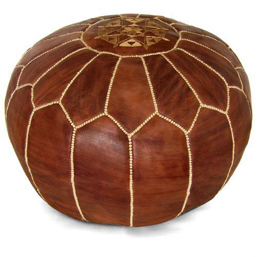Brown Leather Pouf
