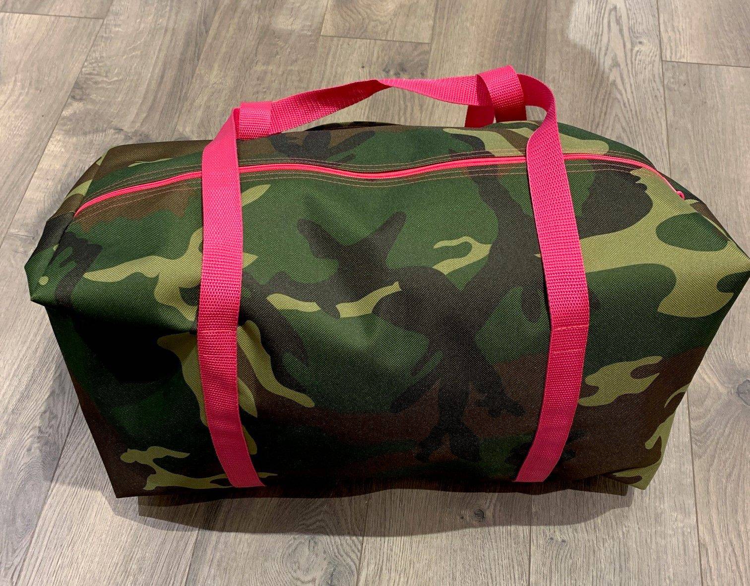 Personalized Camouflage with Hot Pink Straps Large Duffel Bag - Twinkle Twinkle Little One