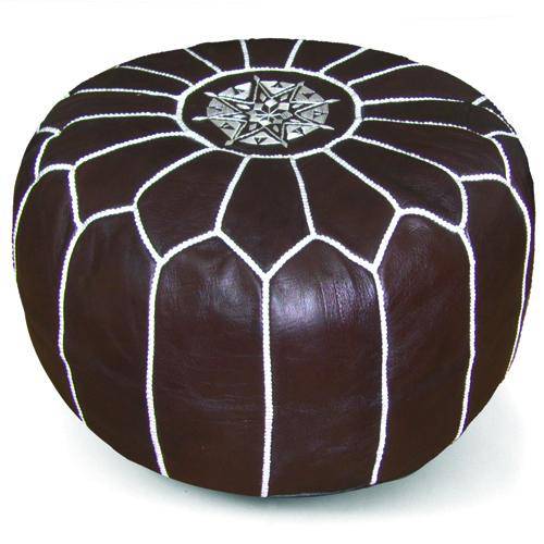 Chocolate Leather Pouf