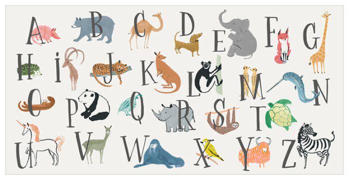 Canvas Colorful Animal Alphabet - Neutral Wall Art - Twinkle Twinkle Little One