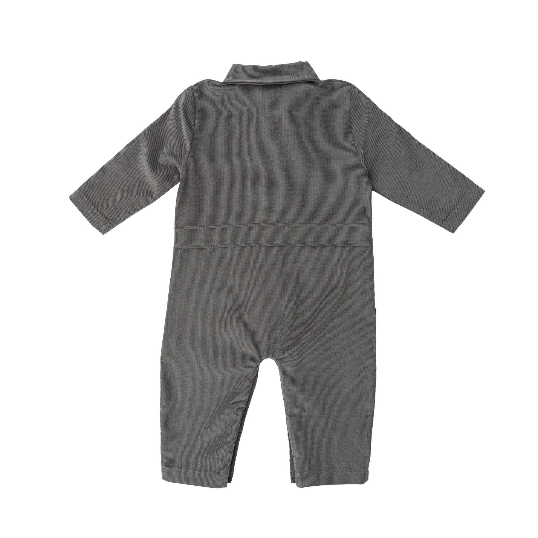 Granite Gray Cotton Corduroy Retro Jumpsuit - Twinkle Twinkle Little One