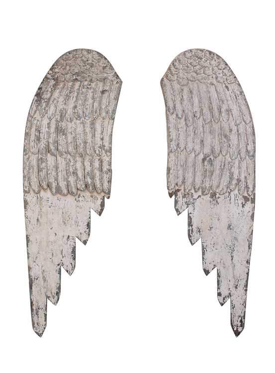 Distressed White Wood Angel Wings