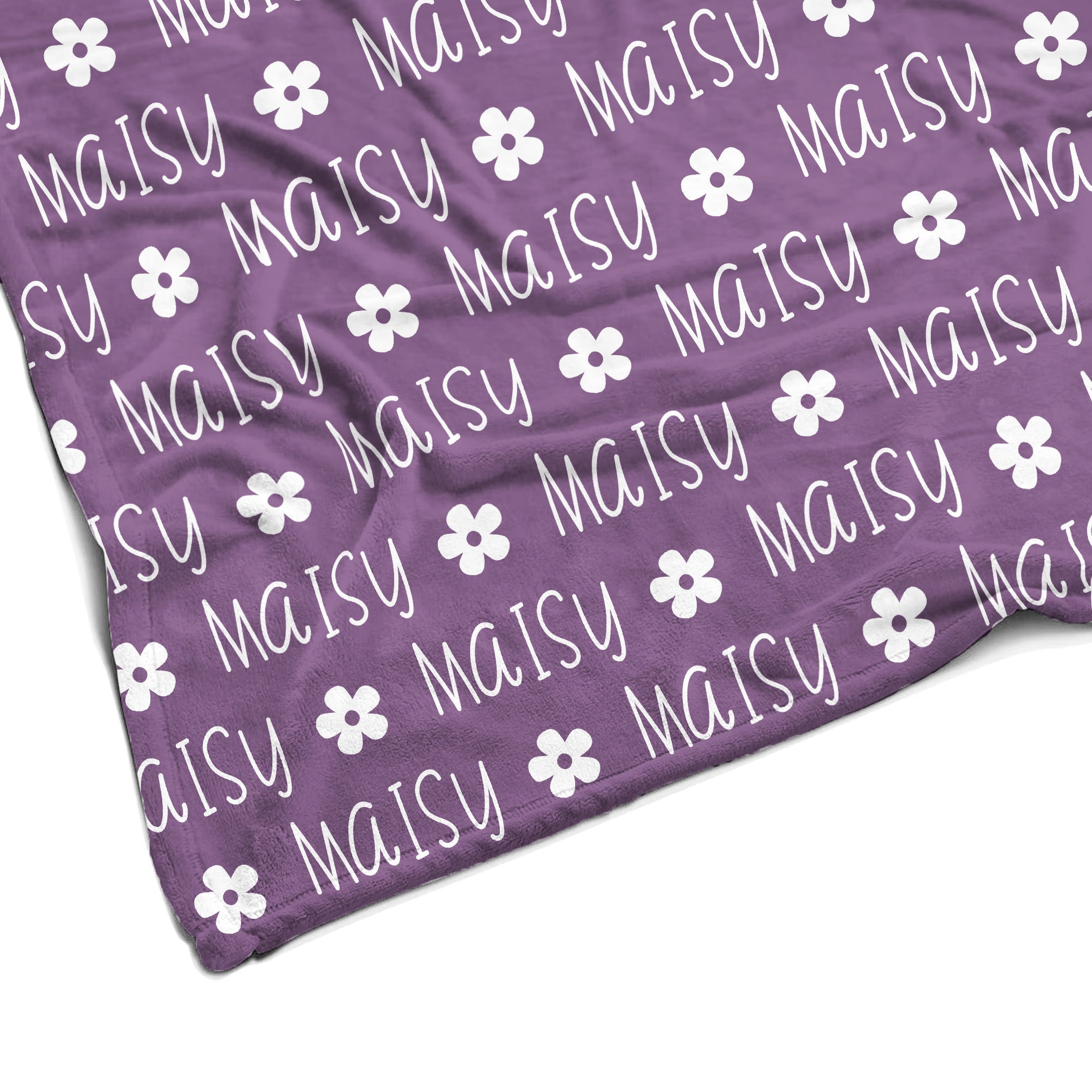 Sugar + Maple Plush Minky Fleece Personalized Blanket | Flower Icon Repeating Name - Twinkle Twinkle Little One