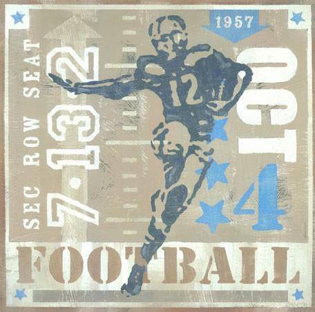 Game Ticket-Rushing the End Zone Canvas Reproduction